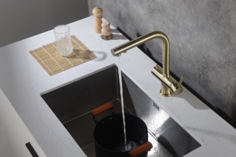 Bateria trójdrożna Apala mosiądz antyczny Blue Water